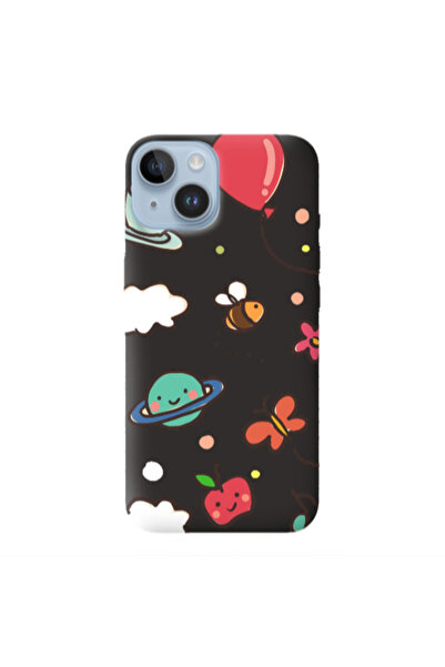 Other Apple iPhone 14 cute little ones Black Colored Silicone TPU Θήκη