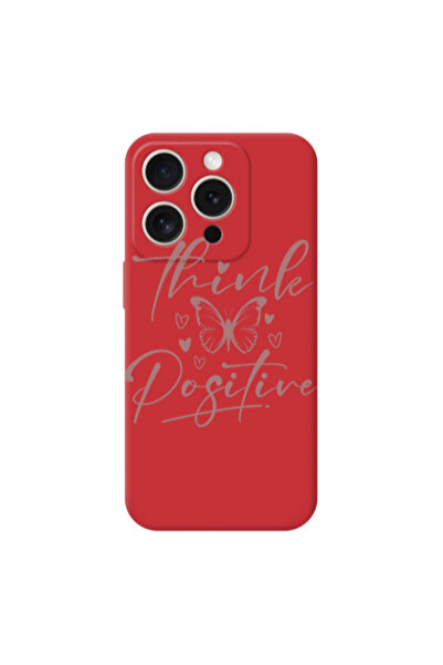 Other Apple iPhone 15 Pro Think Positive Red Colored Silicone TPU Θήκη