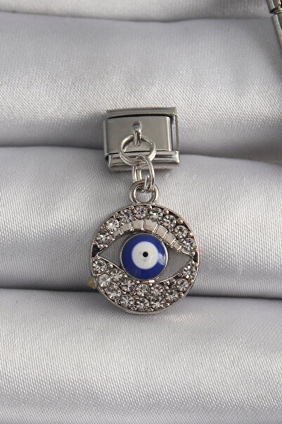 ARMÜZ 316L Steel Silver Color Hanging Zircon Stone Eye Model Evil Eye Bead De...
