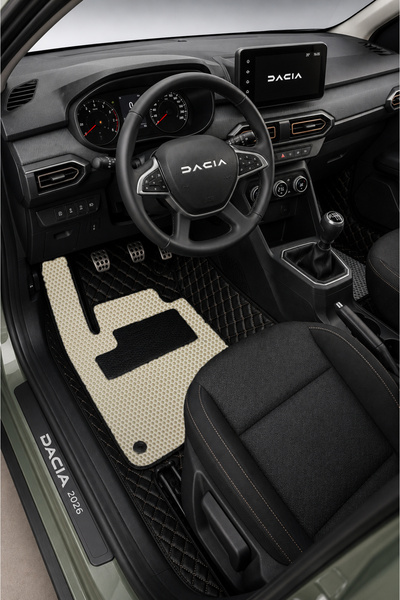 PASPASGRAFT Dacia Siyah 8D Deri Tam Kaplama Havuzlu Oto Paspas + Bej EVA Çift...