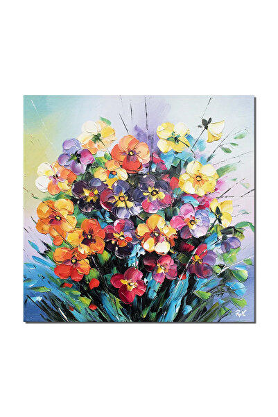 artnova Ръчно рисувана картина на пансети, Нежна, 50x50см маслена на релефно ...