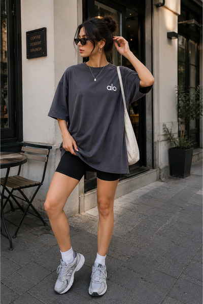 ZAVIXO Women's Cotton Oversize Crew Neck Basic T-Shirt