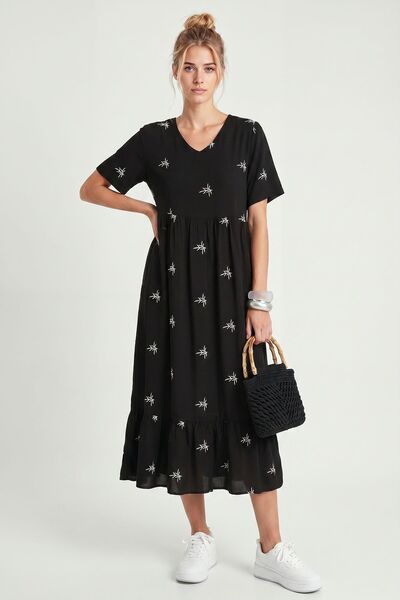 Hiccup ISTANBUL Rochie Midi Brodată Cu Decolteu În V