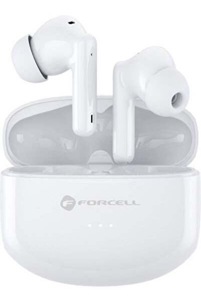 Forcell F-Audio Ενδοωτικά Ακουστικά Bluetooth Handsfree με Θήκη Φόρτισης Λευκά