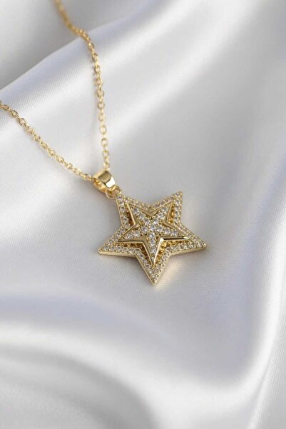 Jadem Gold 316L Stainless Steel Chain Zircon Stone Star Model Women's Necklace