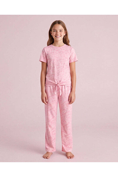 REDTAG Senior Girl Pink Printed Pyjama Set