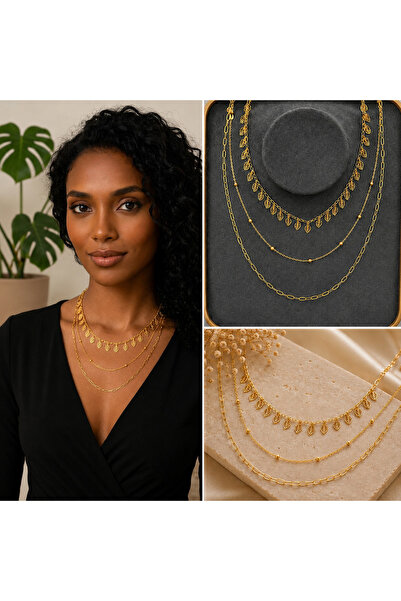 FM 💎   Premium Shiny and Stylish Gold Color Multi-Layered Leaf Figured Bijou...