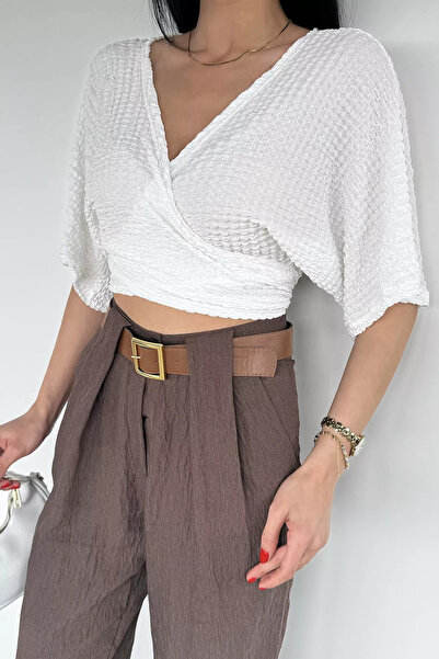 Aryena Cream Women's Tie-Back Blouse
