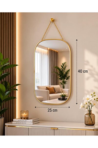 Asil Konsept Çerçeveli Duvar Aynası Askılı Ayna Gold Sarı Çerçeveli Dekoratif...