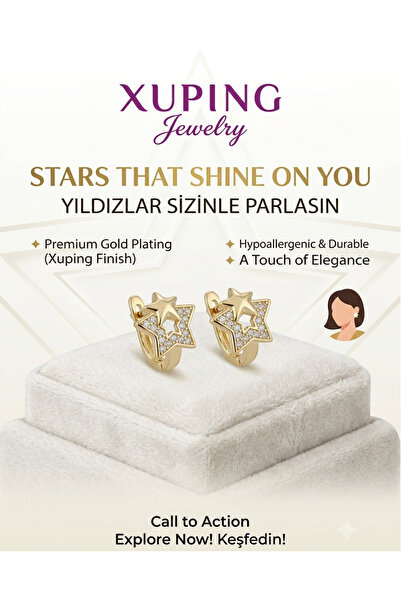 Up Atelier Xuping Jewelry Zircon Cubic Zirconia Star Earrings