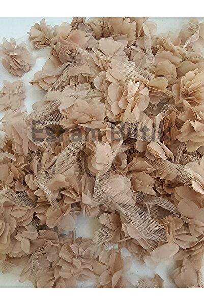 Esram Butik Kahverengi Lazer Kesim Gül Süsleme Paketleme Malzemesi Organze Ku...