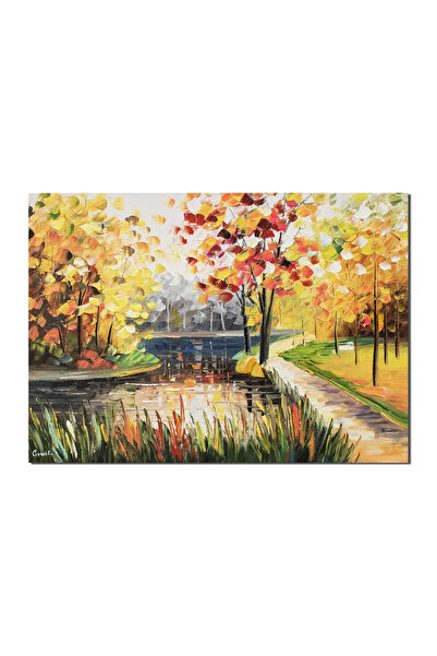 artnova Tablou pictat manual, dormitor, living, Oaza de liniste, 70x50cm pict...