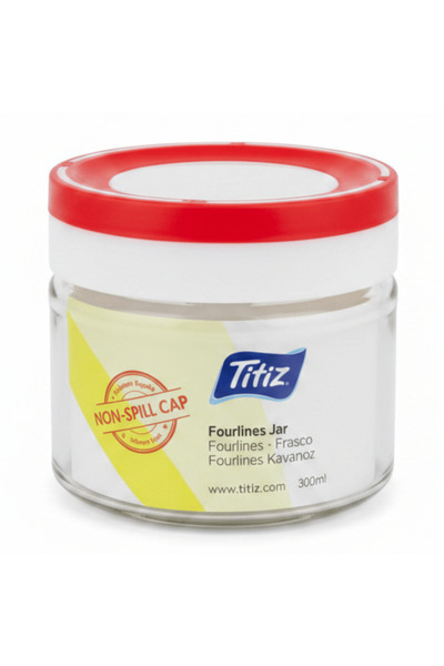 Titiz Fourlines Borosilicate Glass Storage Jar with Non-Spill Airtight Plasti...