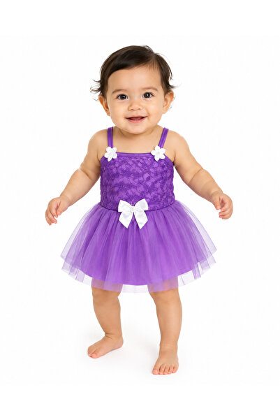 Generic Baby Girls Pink Lace & Tulle Dress with Bow, Pink -Size -1Y | Floral ...