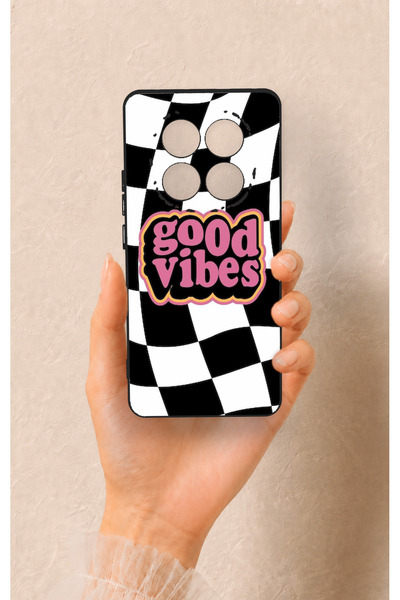 Vip Case Redmi Note 14 Pro 5G Uyumlu Black Good Vibes Desenli Silikon Kılıf
