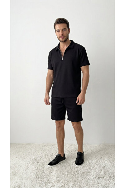 Fifty Color Men's Ribbed Half Zipper Ottoman Air-Permeable Fabric Polo Collar...