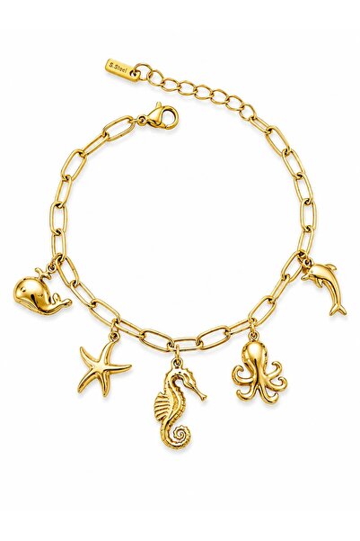CHARMLUCKY Steel Sea Horse Charm Anklet