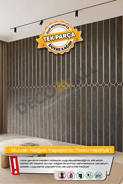 DECOMALL (TV-89) TV Arkası Duvar Kağıdı Tek Parça 3D Çita Mermer Görünümlü Sa...