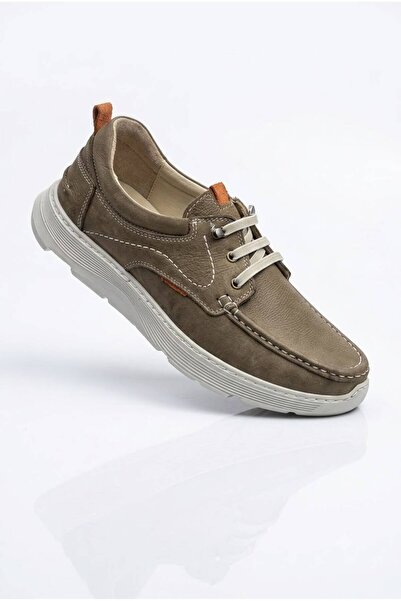 Slope Beige Men's Lace-Up Casual Shoes Inner and Outer Genuine Leather Orthop...