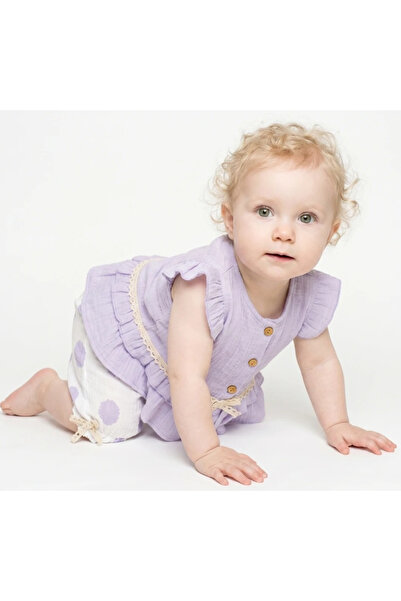 İrem Çocuk Giyim Baby Girl Blouse with Ruffled Sleeves, Button Closure, Lace ...