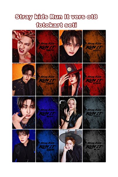 Sntay Stray kids fotokart seti Run it ot8 vers fotokart seti