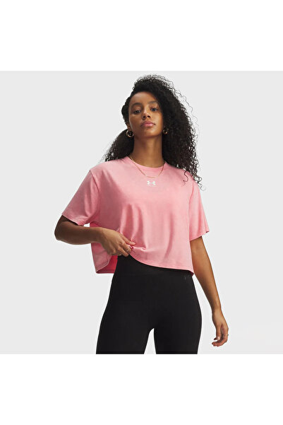 Under Armour Rival Boxy Wash Women's Pink Polo Neck T-Shirt