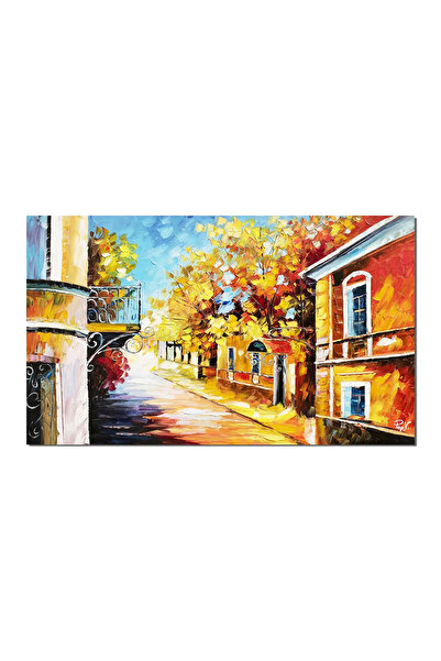 artnova Tablou citadin pictat manual, Pe strada casei noastre, 100x60cm ulei ...