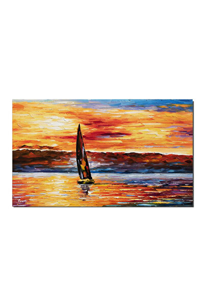 artnova Ръчно рисувана картина Ветроход на залез, 100x60см, маслена на платно...
