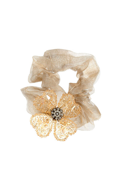 meli melo Elastic de par bej cu floare aurie