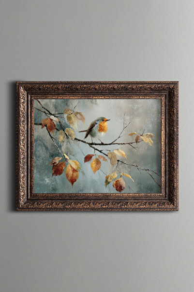 epiqart Bird and Branch Composition - Vintage Patterned Painting - Thick Model