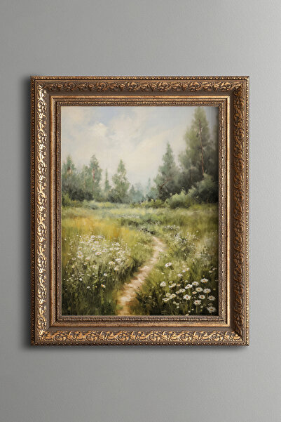 epiqart Daisy Country Road Scenery - Vintage Patterned Painting - Thick Model