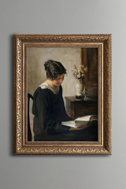 epiqart امرأة تقرأ كتابًا - لوحة بنمط عتيق - نموذج سميك