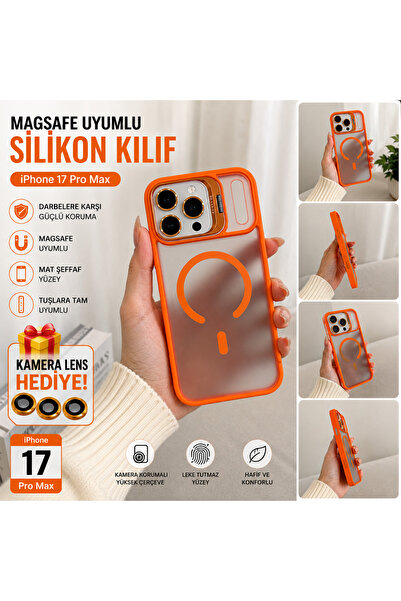 güngör iletişim iPhone 17 Pro Max Uyumlu MagSafe Mıknatıslı Şeffaf Mat Siliko...