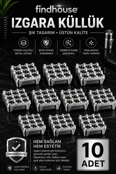 findhouse Premıum Kalite 10 Adet Gümüş Renk Izgara Küllük Ev , Ofis , Cafe , ...