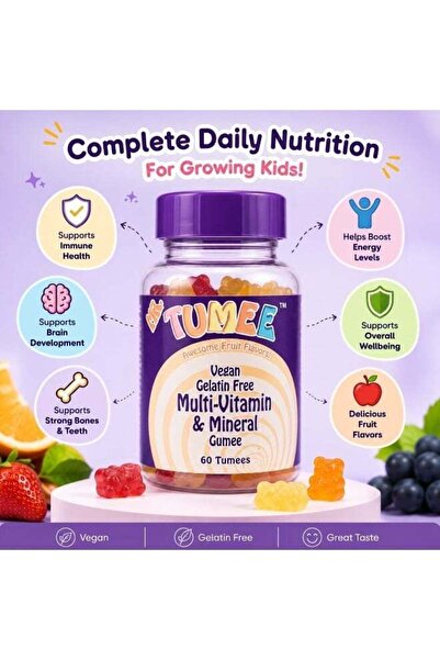 Mr.Tumee Mr. TUMEE Multi-Vitamin & Mineral Gummies for Kids – Vegan, Gelatin-...