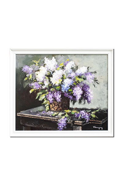 artnova Рамкирана ръчно рисувана картина, Ваза с люляци, 70x60см, маслена на ...