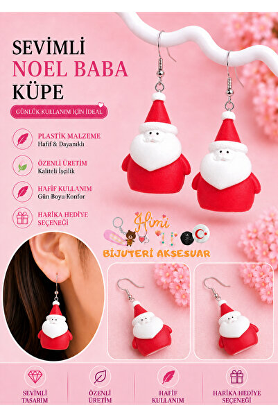 himi bijuteri aksesuar Cheerful Cute Santa Claus Figured Dangle Earrings Ligh...