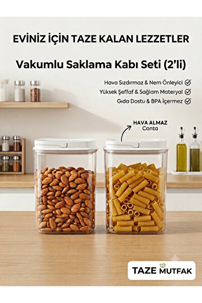 2’li Saklama kabı - hava almaz - vakumlu kapak