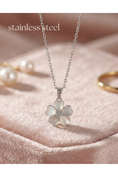 stainless steell 316L Steel Chain Silver Color Clover Model Necklace