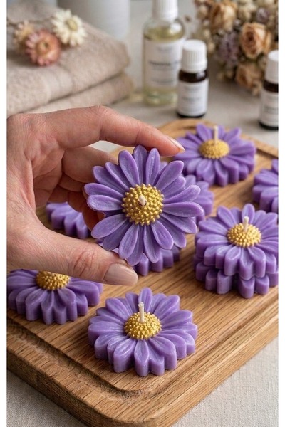 Moods and Moments Mor Papatya Mum 10 Adet | Suda Yüzen Mum Düğün, Nişan, Söz,...