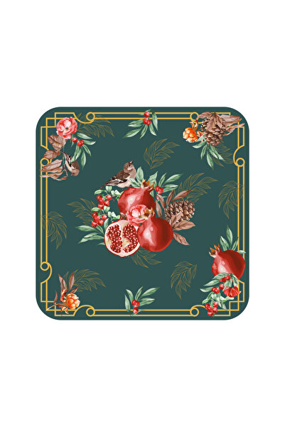 Rosivella Pomegranate Green 6-Piece Glass & Tray Set
