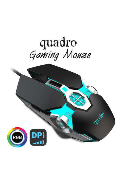 Universal ماوس الألعاب QUADRO RC-112 USB أسود اللون بتقنية RGB