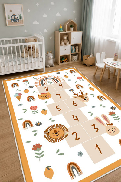 STY Home Seksek Çocuk Oyun Halısı Kaymaz Makinede Yıkanabilir Eğitici Bebek V...
