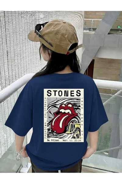 New Shine Μπλουζάκι από βαμβάκι με στάμπα Rolling Stones, σε μεγάλο μέγεθος