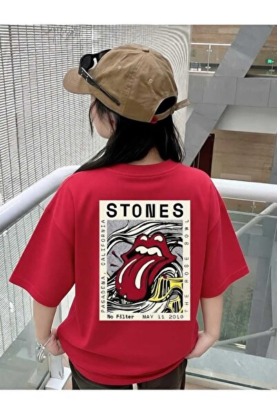 New Shine Rolling Stones Printed Oversize Cotton T-Shirt