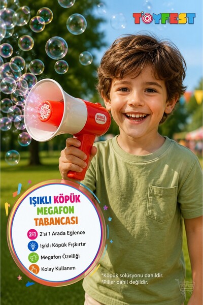 TOYFEST Işıklı Bubble Köpük Tabancası Megafon Ses Efektli Sabun Baloncuk Oyun...