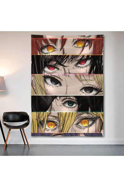 Geek Cultcha Anime Eyes Collage Wall Cloth Wall Tapestry First Quality Satin ...