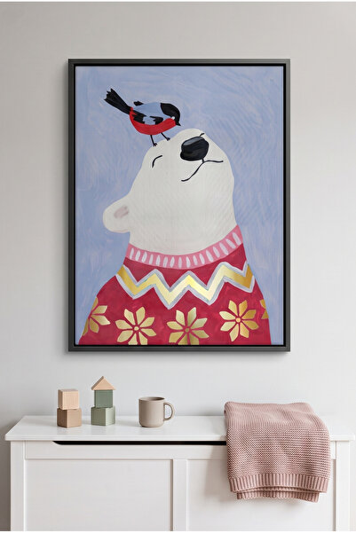 Jasmine Art Polar Bear Kids Wall Art | Portrait Framed Canvas Print with Gold...