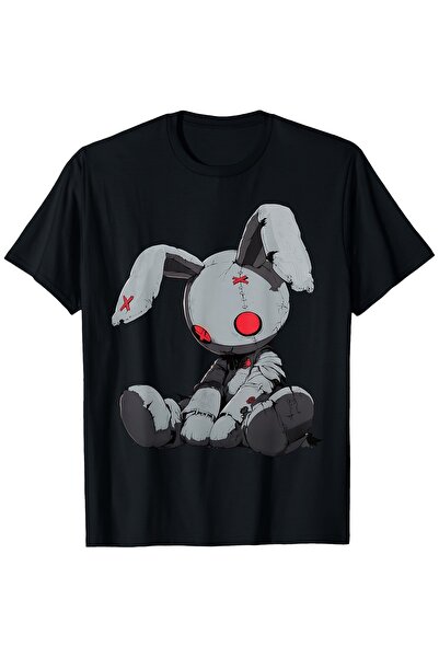 En22 Dead Bunny Doll Goth T Shirt 100% 180G Unisex Kawaii Gothic Grunge Red E...