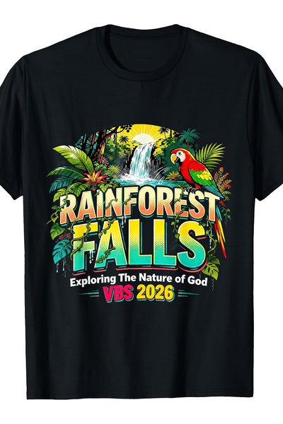 En22 Rainforest Falls VBS Exploring Nature of God T Shirt 100% 180G Unisex Cr...